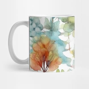 Pastel Oasis: A Serene Seamless Pattern of Trees and Plants in Soft Hues Mug